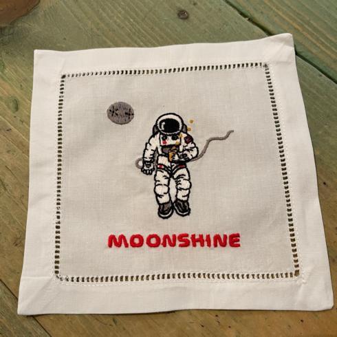 $10.75 Moonshine embroidered cocktail napkin