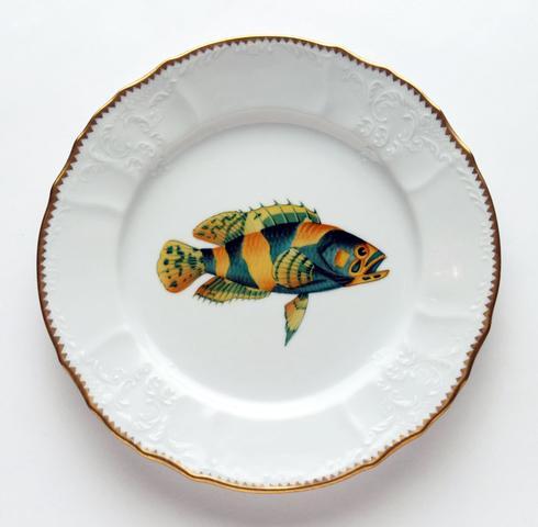 Aqua/Gold Dinner Plate