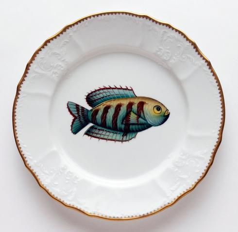Aqua/Brown Stripes Dinner Plate