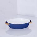 Beatriz Ball Ceramic Small Oval Baker with Gold Handles (Blue)
