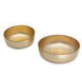 Beatriz Ball New Orleans Glass Shallow Round Foil Leafing Bowl Set of 2  (Gold)