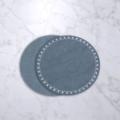 63 Round Embroidered Dots 15.5" Round Placemats Set of 4 (Blue and White)