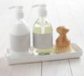 59 SALTAIRE 9 OZ GLASS SHEA LOTION AND HAND SOAP SET IN WHITE TRAY WITH BRUSH