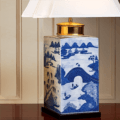 Mottahedeh Lamps Blue Canton Tea Jar Lamp Lg.