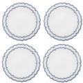 Skyros Designs Linho Scalloped Round Coasters White with Blue - Boxed Set of 4